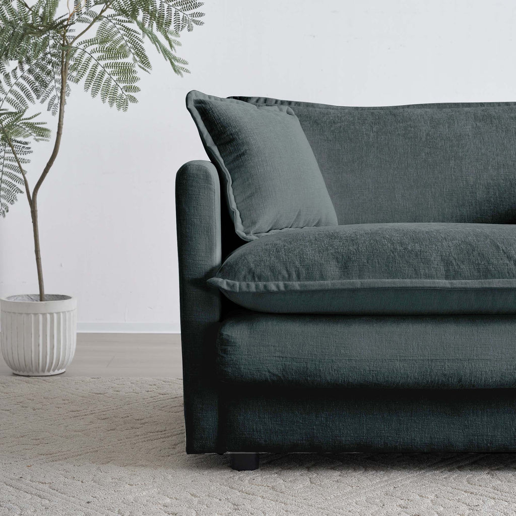 Walker Edison | Canapé d'angle modulaire confortable en forme de L Cloud avec pouf