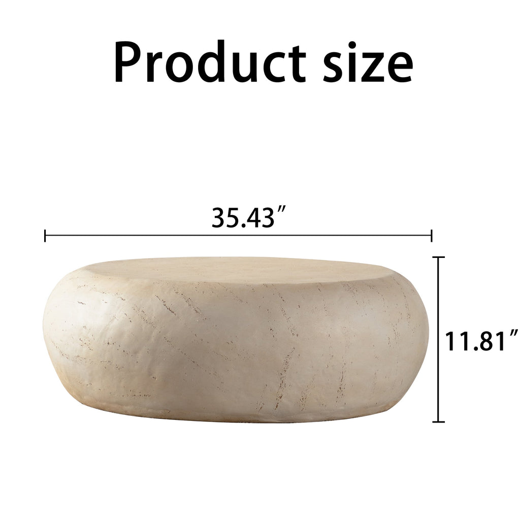 Table basse ronde en imitation pierre style milieu du siècle 