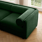 Walker Edison | Élégant canapé d'angle en chenille verte avec assise de rangement et pouf