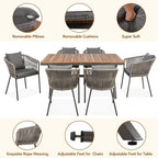 Walker Edison | Ensemble de salle à manger de patio 7 pièces au design moderne en corde