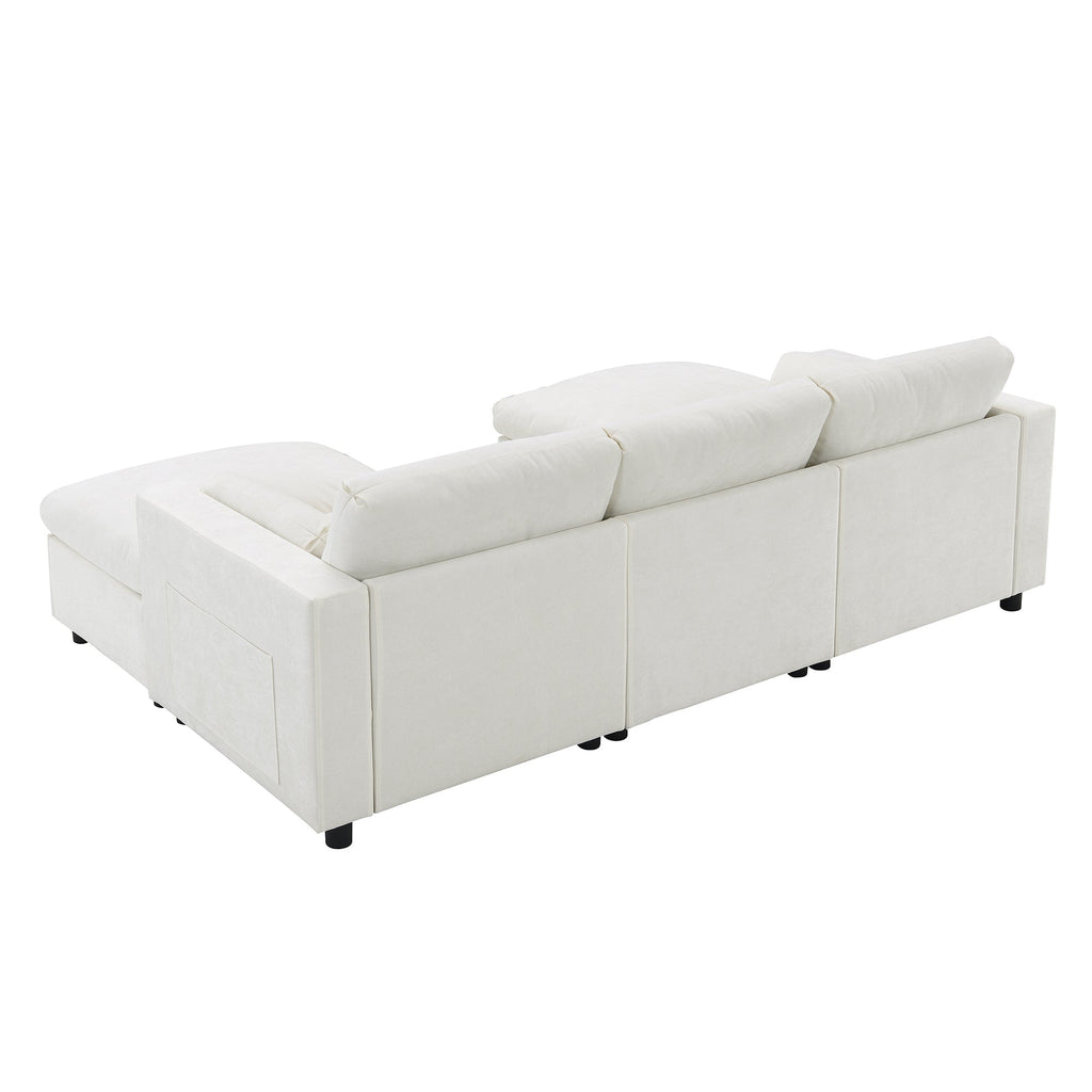 Canapé d'angle modulaire Cloud avec poches de rangement et 2 poufs amovibles
