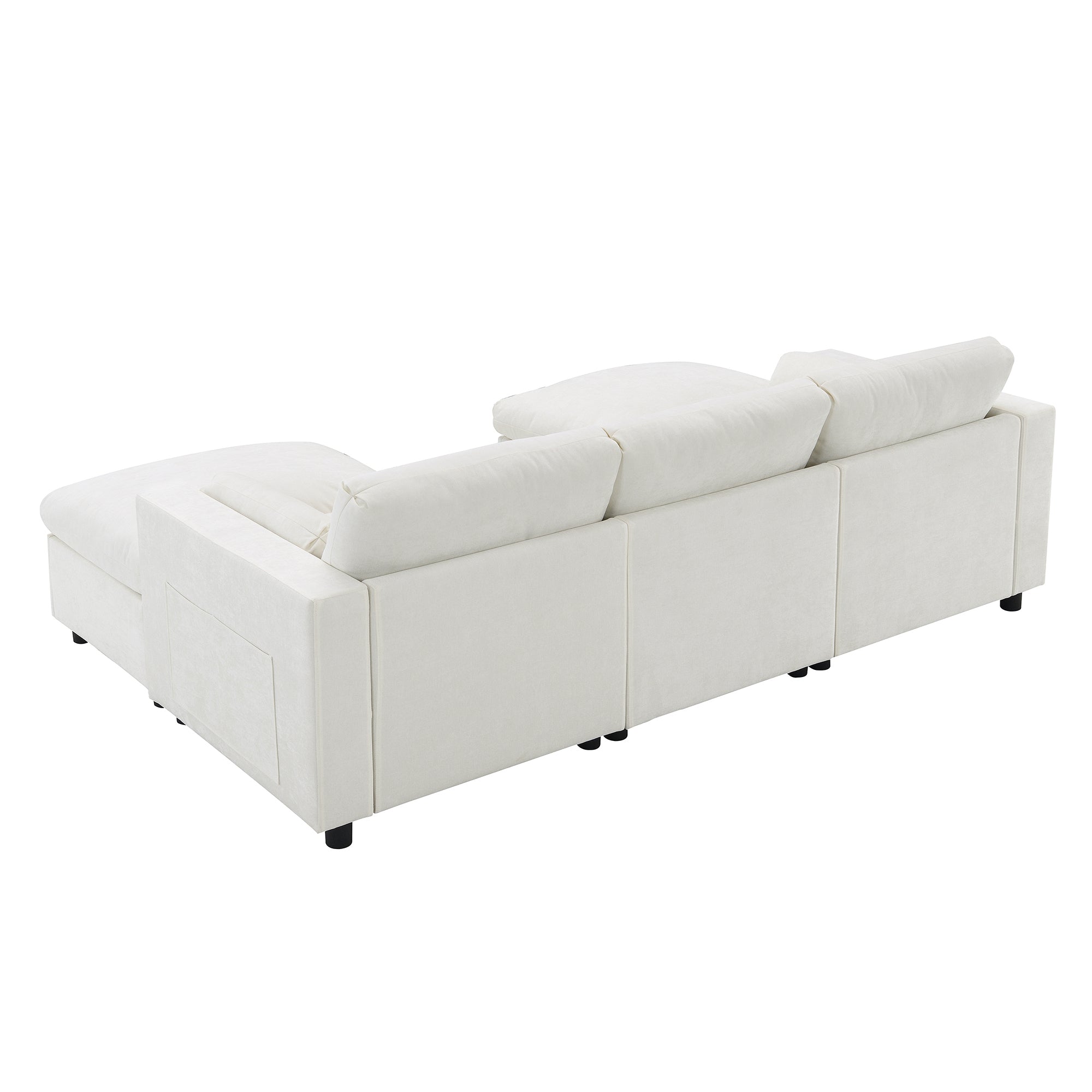 Canapé d'angle modulaire Cloud avec poches de rangement et 2 poufs amovibles