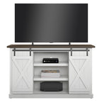 Portes coulissantes de style grange, meuble TV en peuplier de 137 cm, console multimédia