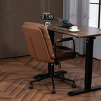 Walker Edison | Chaise de bureau pivotante ergonomique en similicuir marron 
