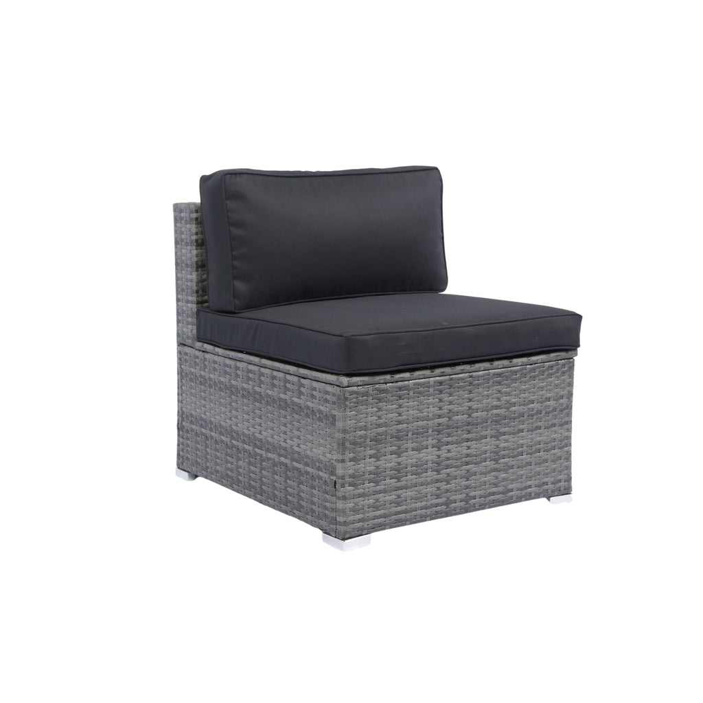 Ensemble de canapés d'angle 7 pièces en rotin tressé avec auvent pour terrasse extérieure Walker Edison 