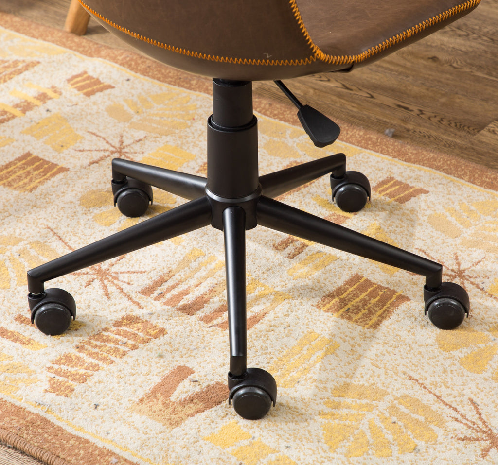 Walker Edison | Fauteuil de bureau pivotant à 360° Cesena en similicuir, à vérin pneumatique, marron antique