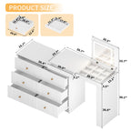 Ensemble coiffeuse multifonctionnelle blanche Walker Edison avec miroir rabattable et éclairage 