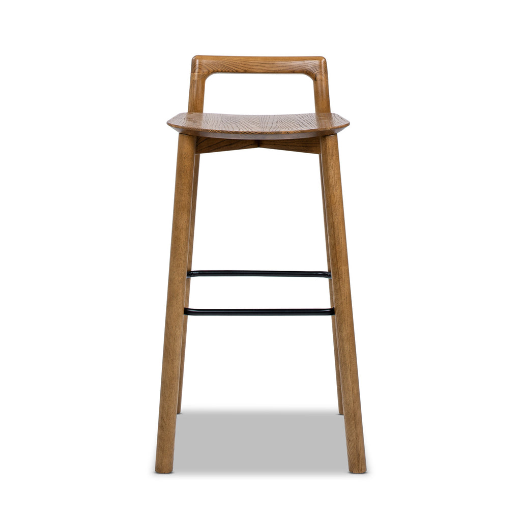 Tabouret de bar Sven 30' moderne, minimaliste, dossier bas, en bois 
