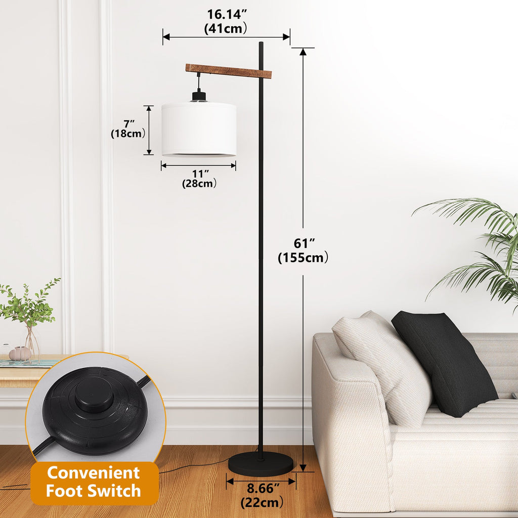 Lampadaire arqué en bois de style classique moderne de 61 pouces 