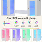 Walker Edison | Coiffeuse avec grand miroir et ampoules de style hollywoodien