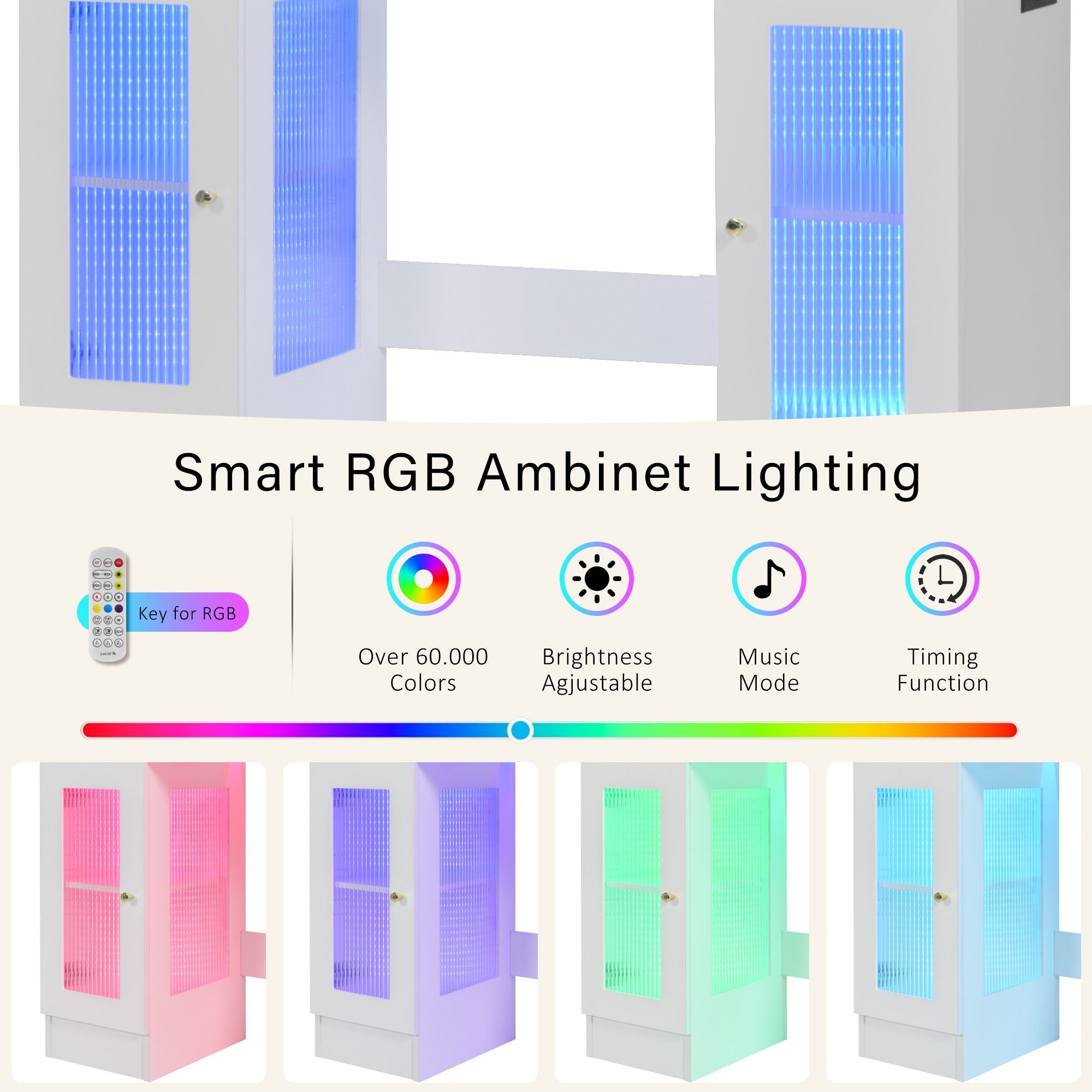 Walker Edison | Coiffeuse avec grand miroir et ampoules de style hollywoodien