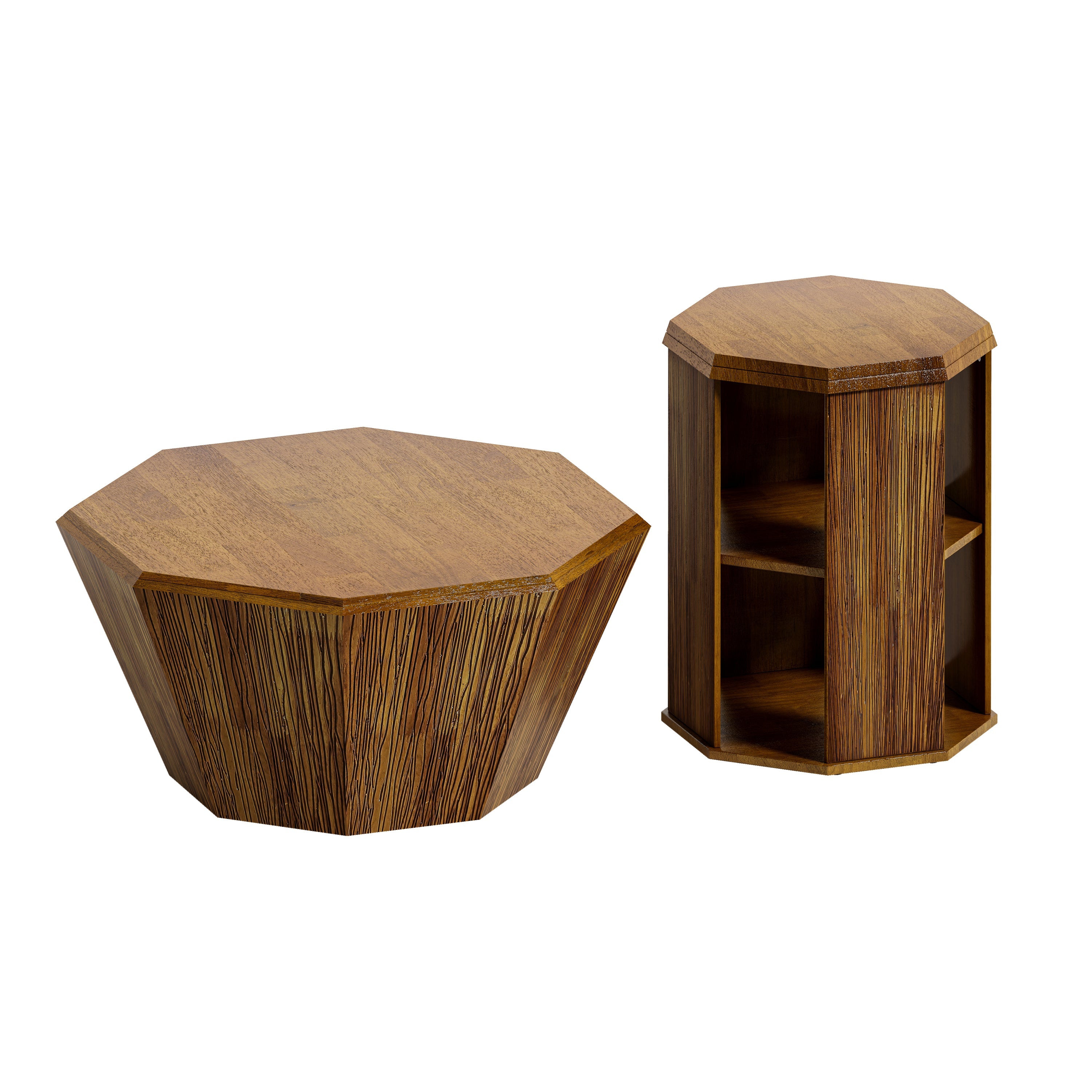 Ensemble de deux tables basses octogonales 
