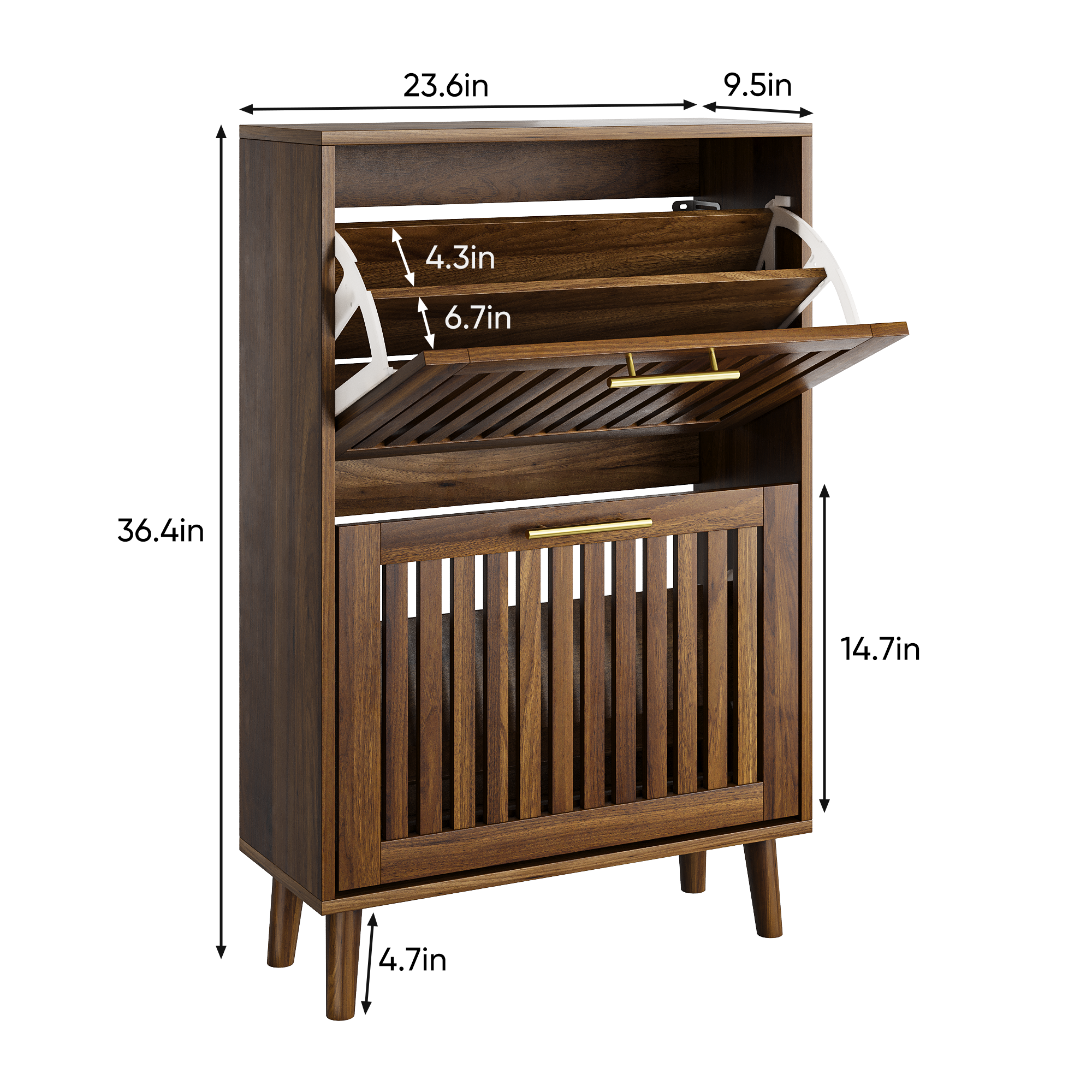 Meuble à chaussures médiéval moderne en noyer, style meuble d'entrée 