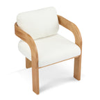 Lot de 2 chaises de salle à manger blanches bouclées avec dossier coussin et structure en bois massif