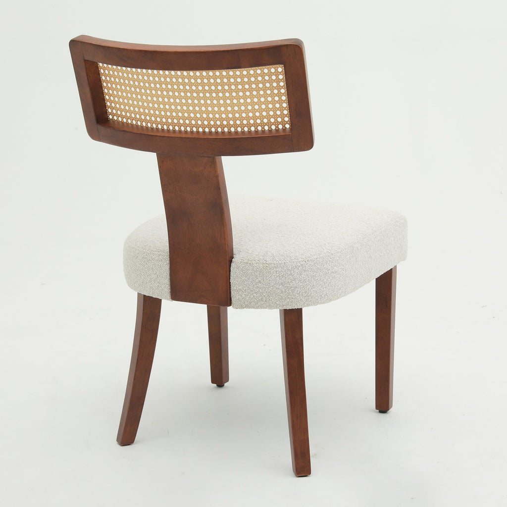 Ensemble de 2 chaises de salle à manger modernes du milieu du siècle en bois et rotin 