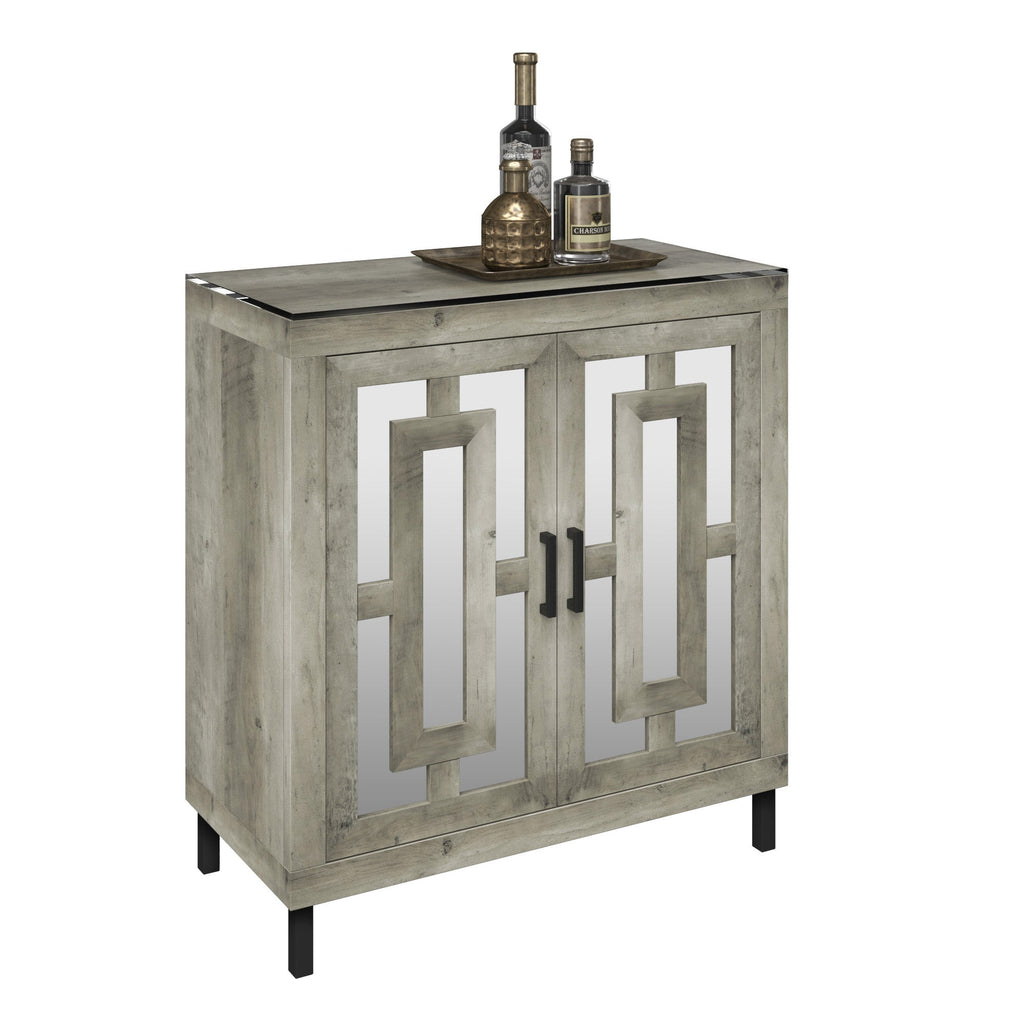 Meuble d'entrée à portes miroir finition antique