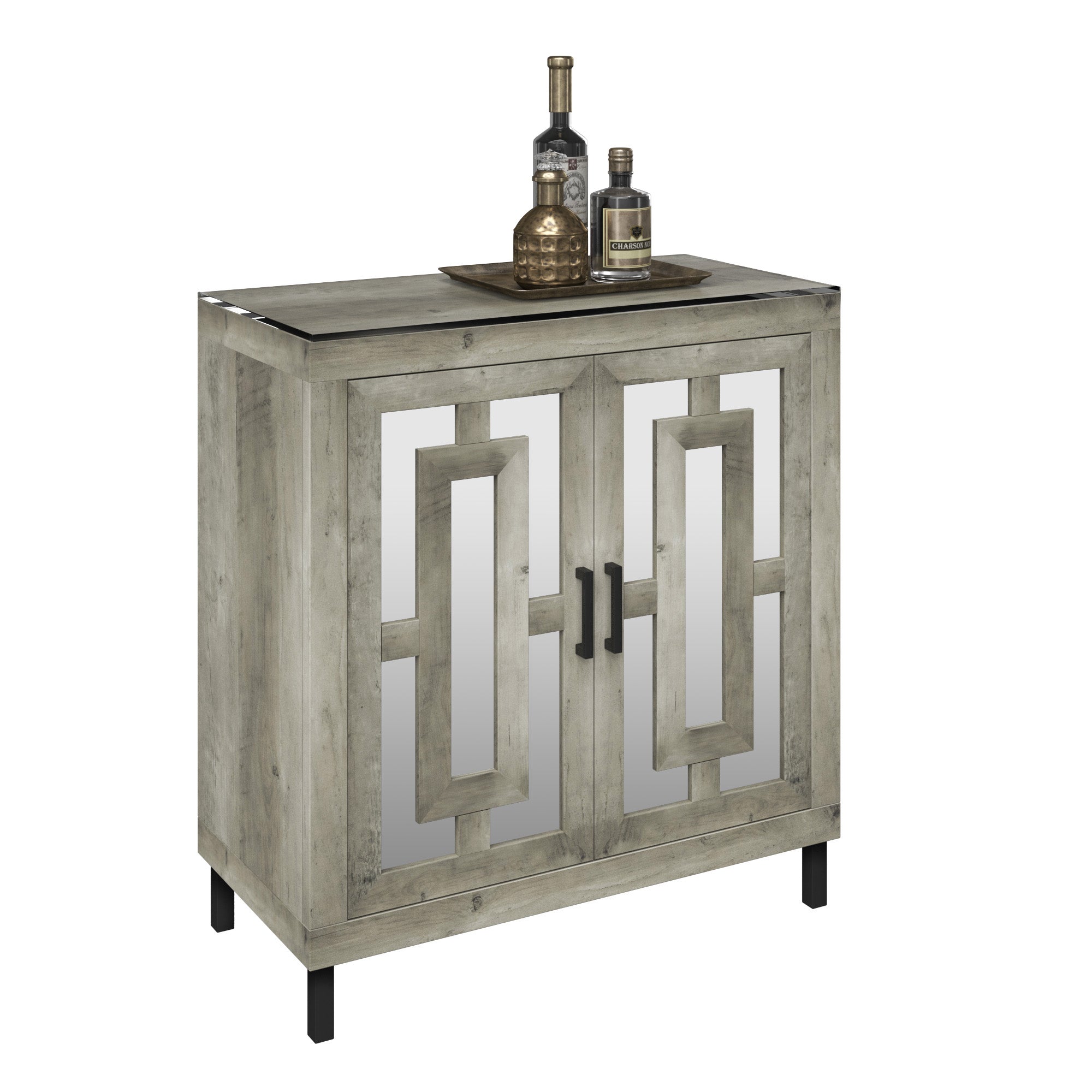 Meuble d'entrée à portes miroir finition antique