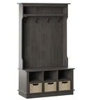 Porte-manteau d'entrée avec paniers et rangements ouverts