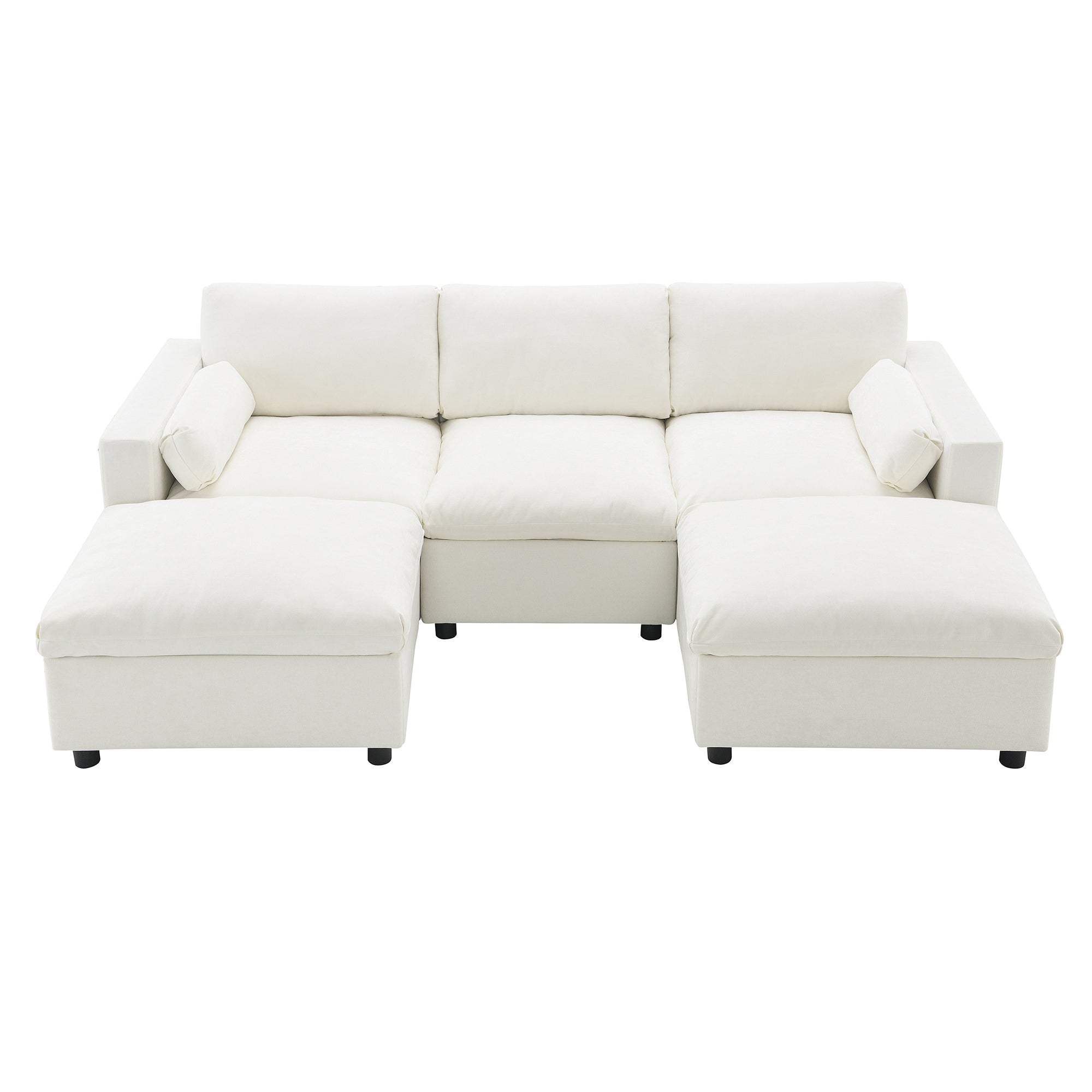 Canapé d'angle modulaire Cloud avec poches de rangement et 2 poufs amovibles