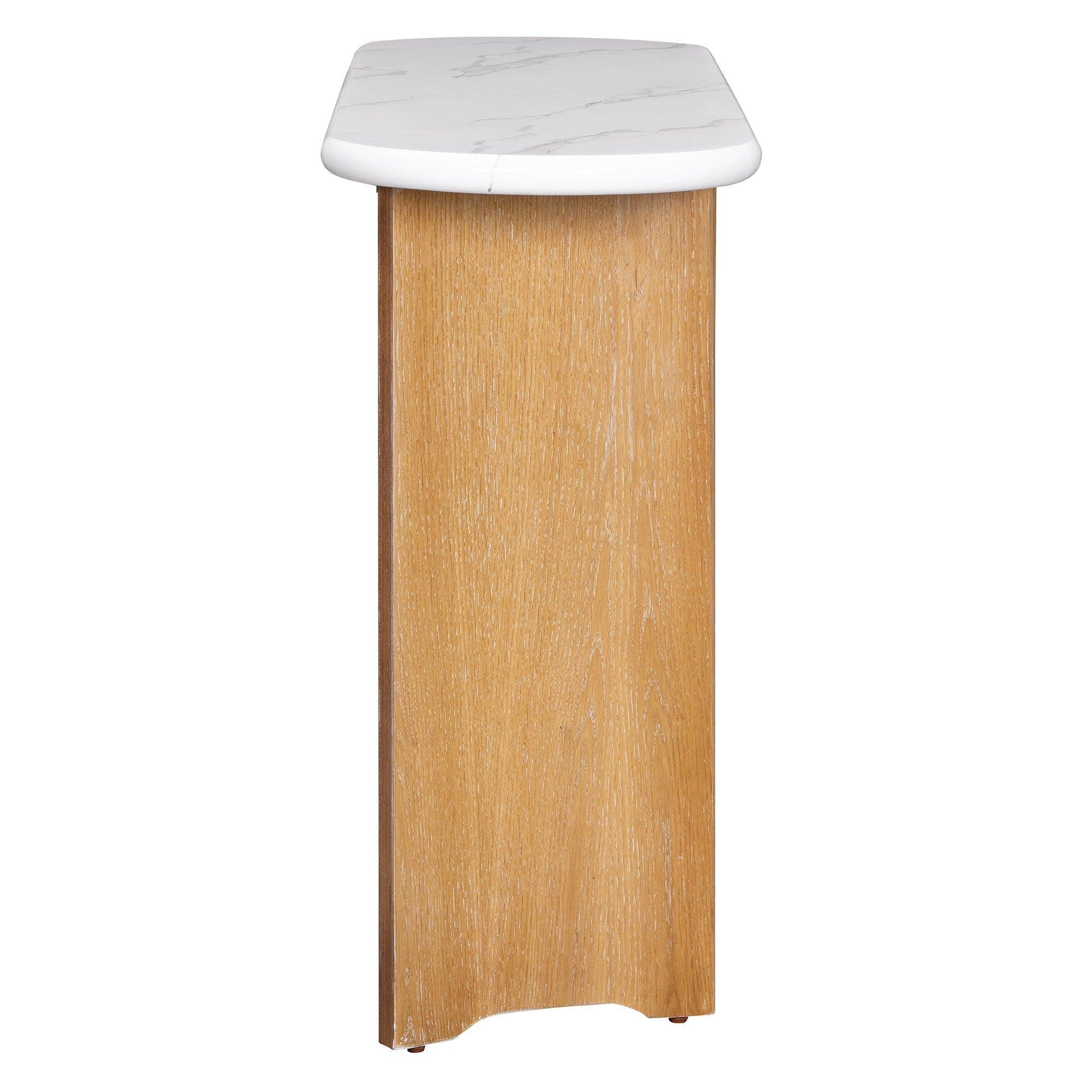 Console d'entrée ovale Walker Edison avec plateau en faux marbre 