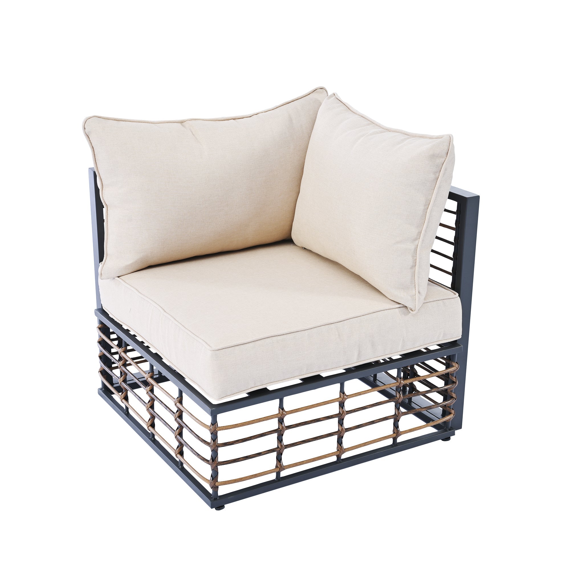 Walker Edison | Ensemble de canapé d'angle 7 pièces en métal, style minimaliste moderne, pour terrasse extérieure