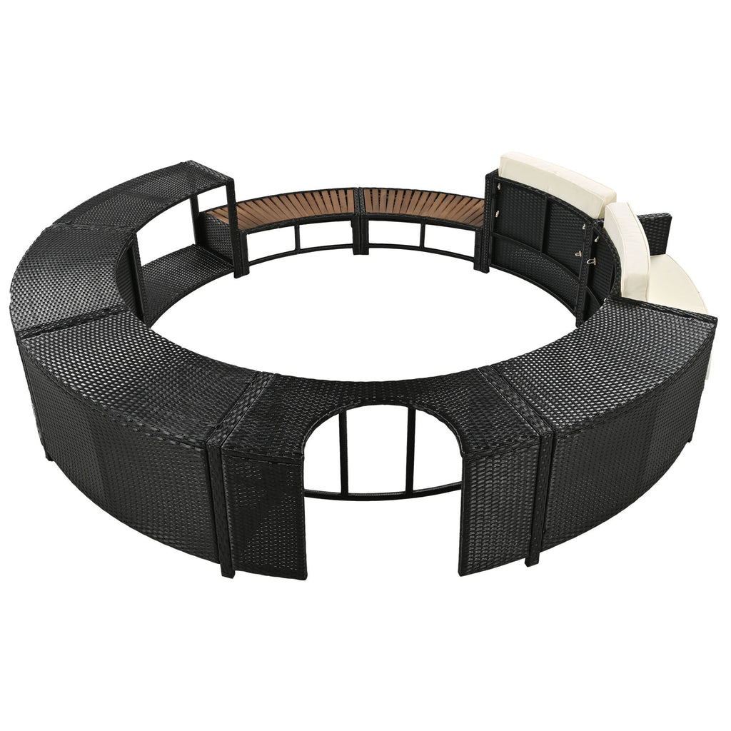 Walker Edison | Ensemble de canapé de patio en rotin avec structure de spa et espaces de rangement