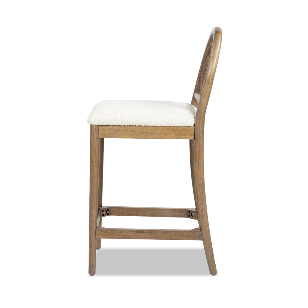Tabouret de bar Leon 27' à dossier arqué, en bois et tissu, lot de 2 