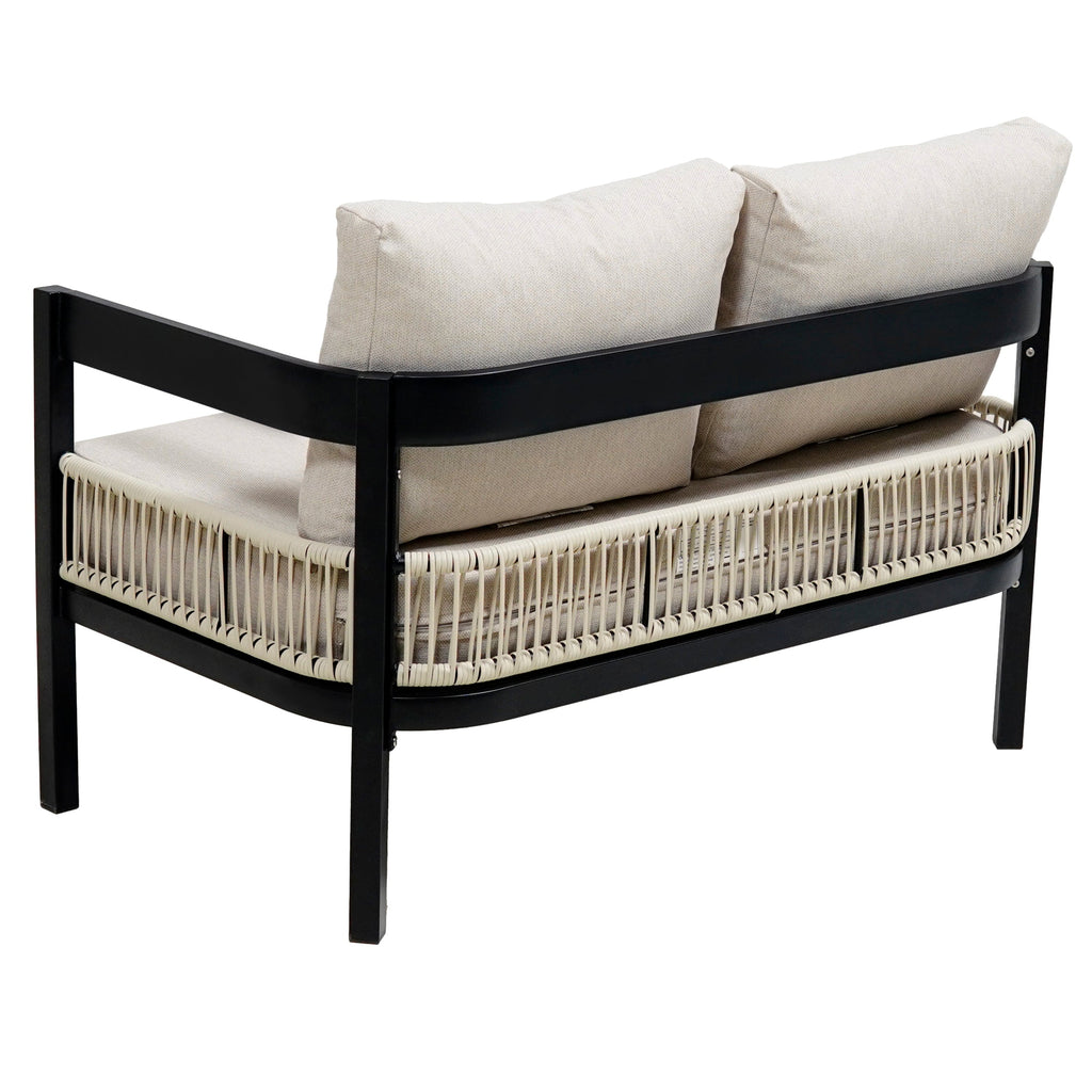 Walker Edison | Ensemble canapé d'extérieur en fer forgé au design moderne avec table basse 