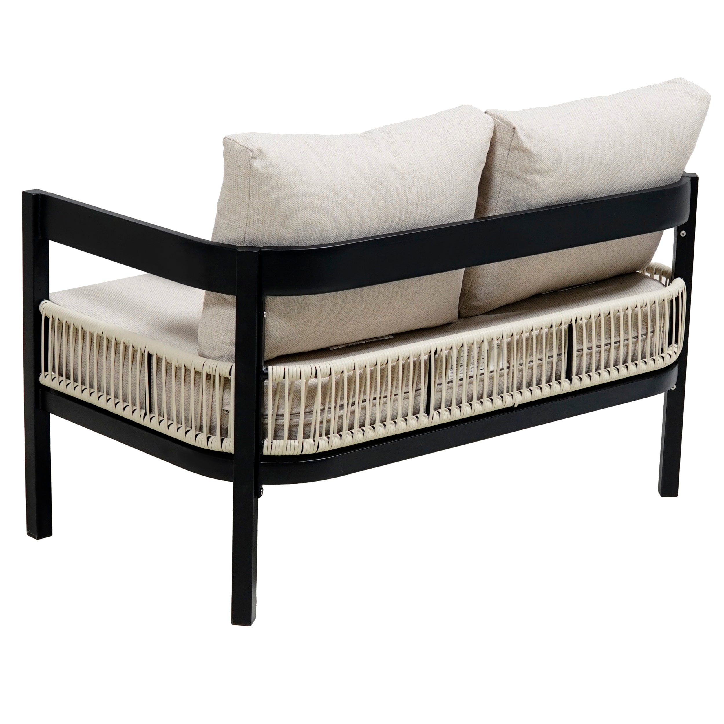 Walker Edison | Ensemble canapé d'extérieur en fer forgé au design moderne avec table basse 