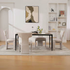 Ensemble de 4 chaises de salle à manger modernes et larges en chenille rembourrée, au design incurvé 