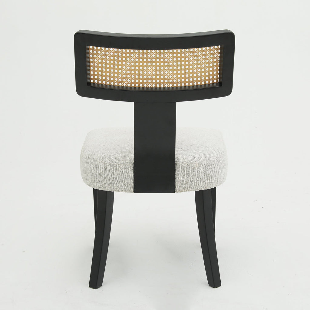 Ensemble de 2 chaises de salle à manger modernes du milieu du siècle en bois et rotin 