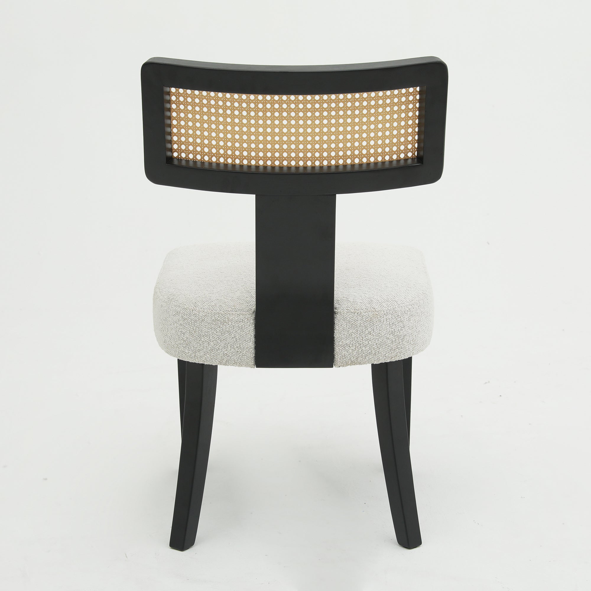 Ensemble de 2 chaises de salle à manger modernes du milieu du siècle en bois et rotin 