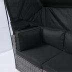 Ensemble de canapés d'angle 7 pièces en rotin tressé avec auvent pour terrasse extérieure Walker Edison 