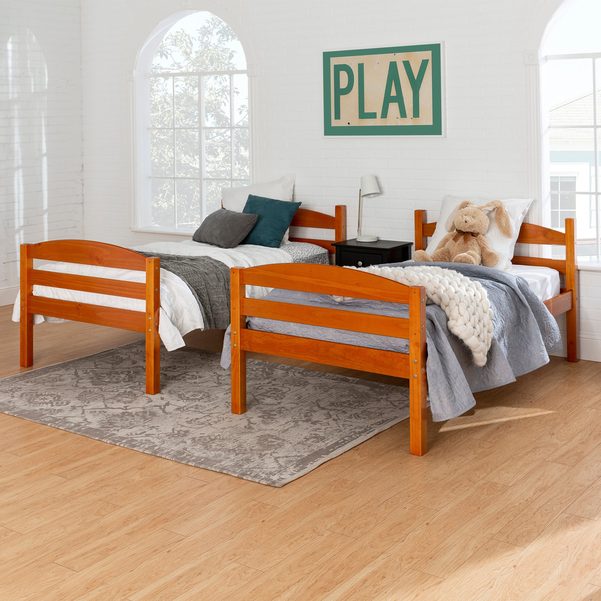 Lit superposé Carolina Transitional en bois massif, deux lits simples