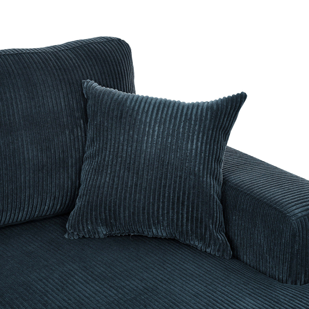 Walker Edison | Canapé d'angle Cloud en velours côtelé bleu sarcelle avec méridienne double