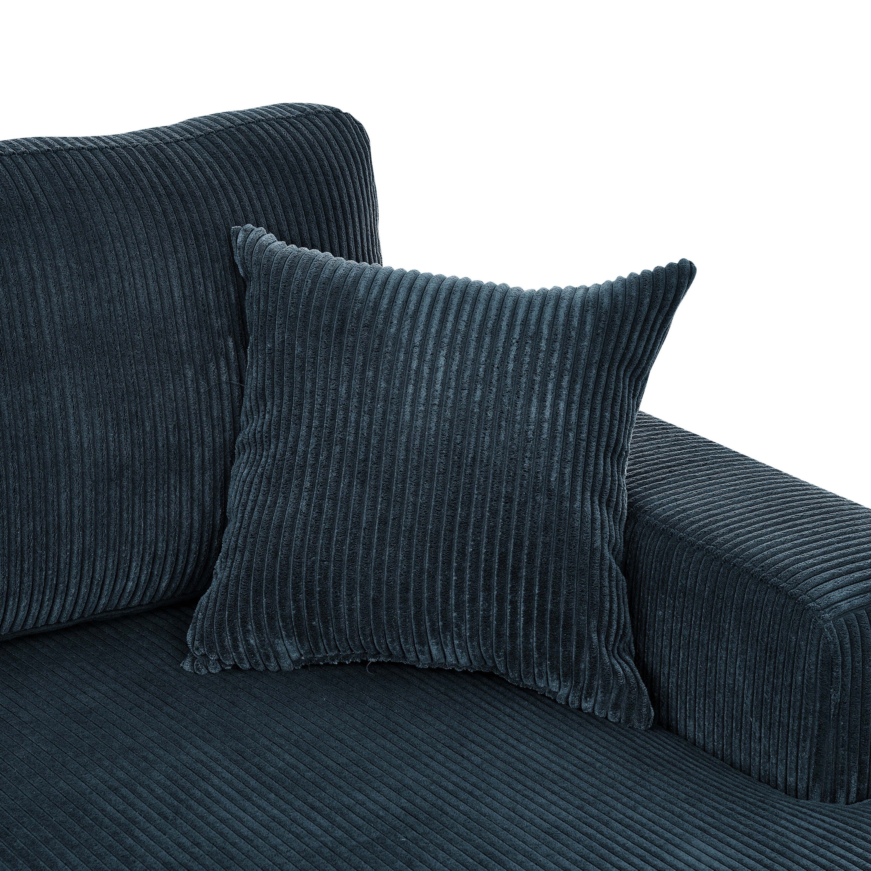 Walker Edison | Canapé d'angle Cloud en velours côtelé bleu sarcelle avec méridienne double