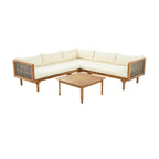 Walker Edison | Canapé d'angle en bois d'acacia avec table basse