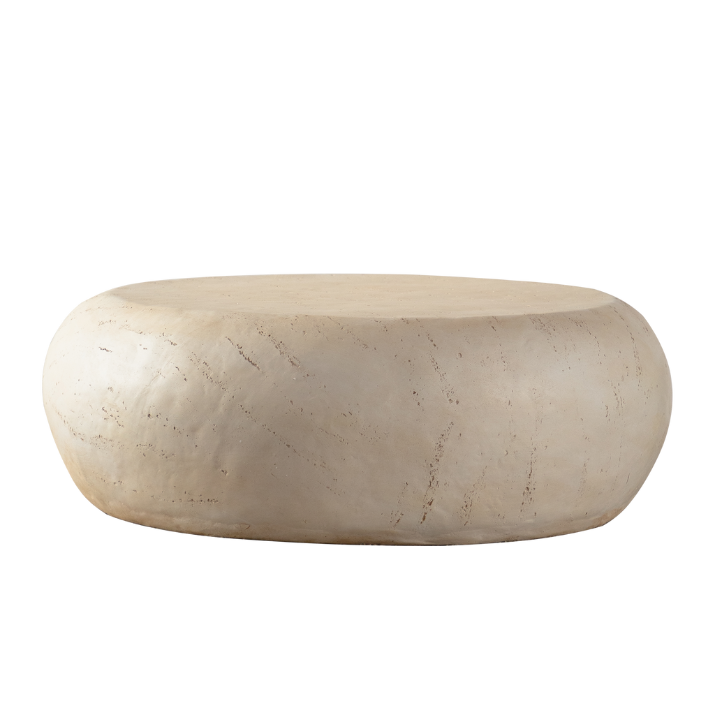 Table basse ronde en imitation pierre style milieu du siècle 