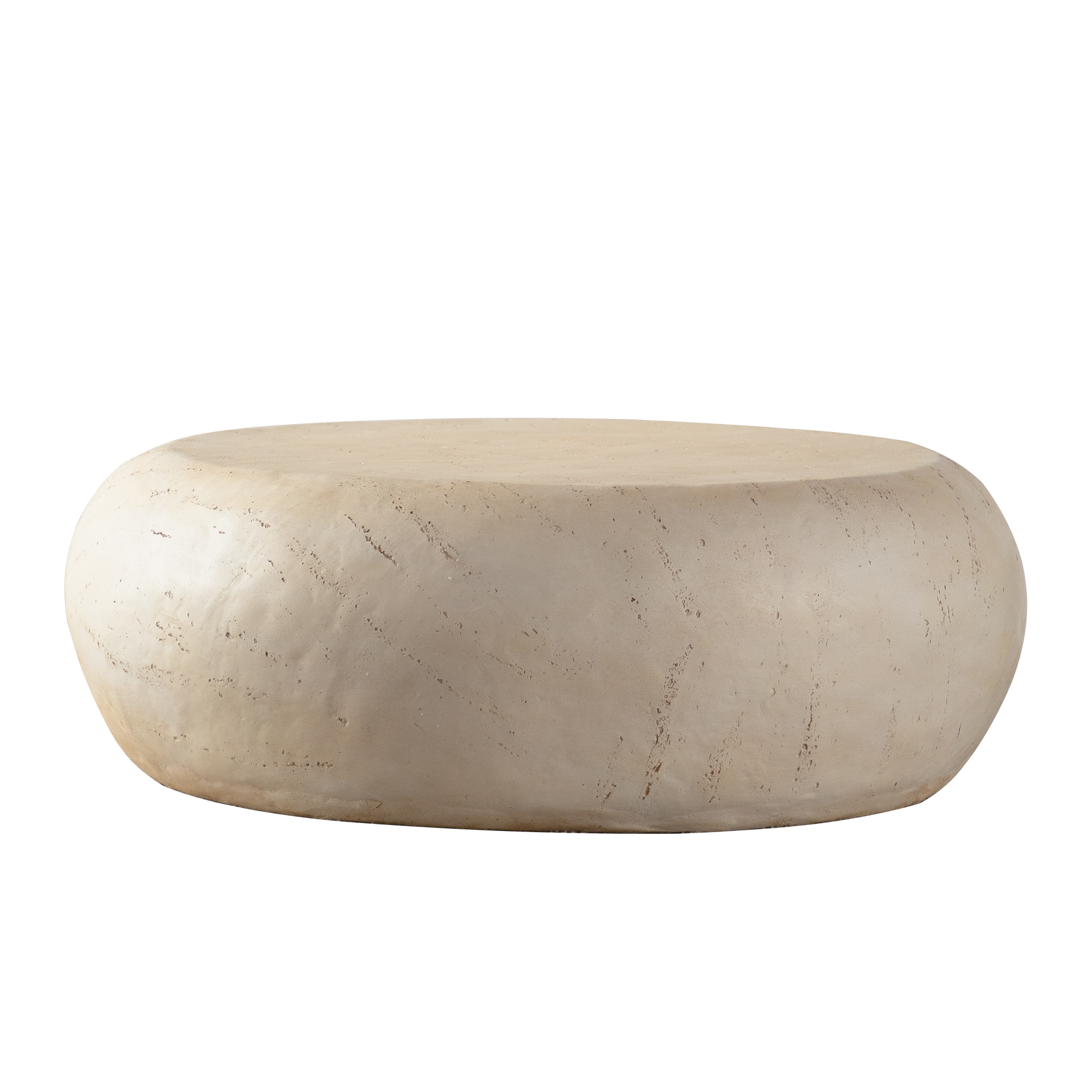 Table basse ronde en imitation pierre style milieu du siècle 