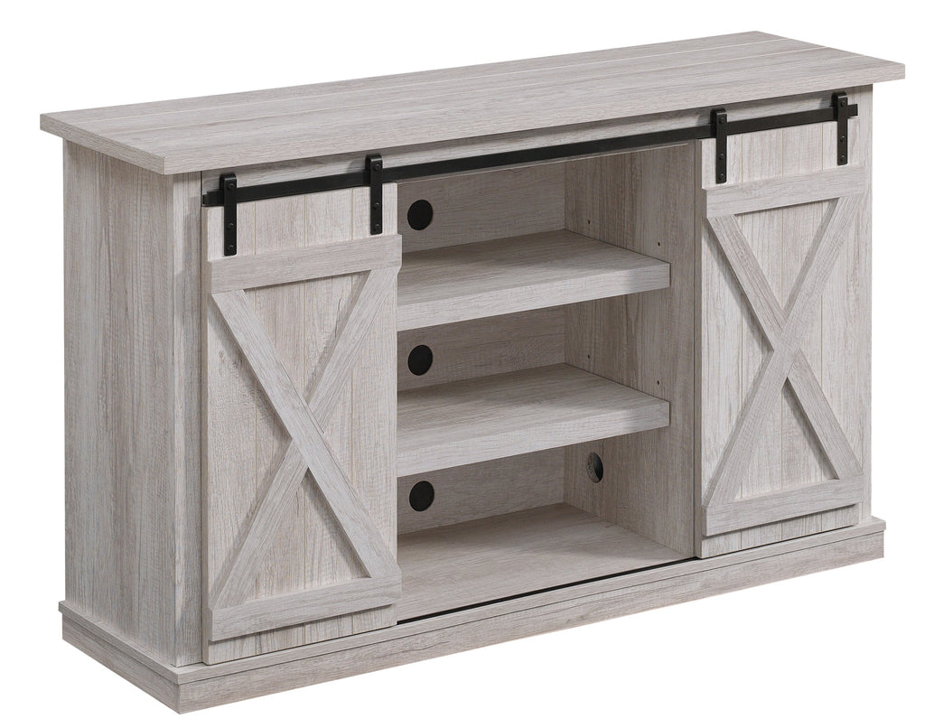 Portes coulissantes de style grange, meuble TV en peuplier de 137 cm, console multimédia