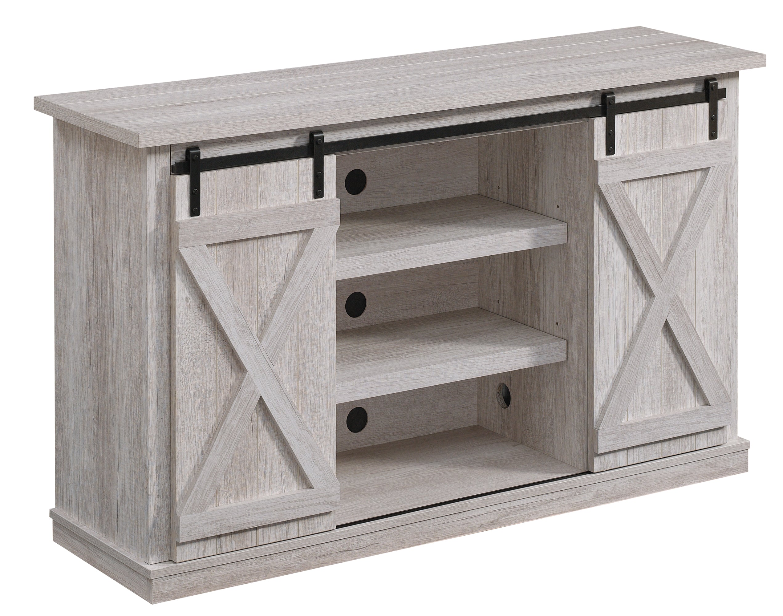 Portes coulissantes de style grange, meuble TV en peuplier de 137 cm, console multimédia