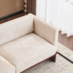 Canapé bouclé style années 50 avec piètement en bois massif 