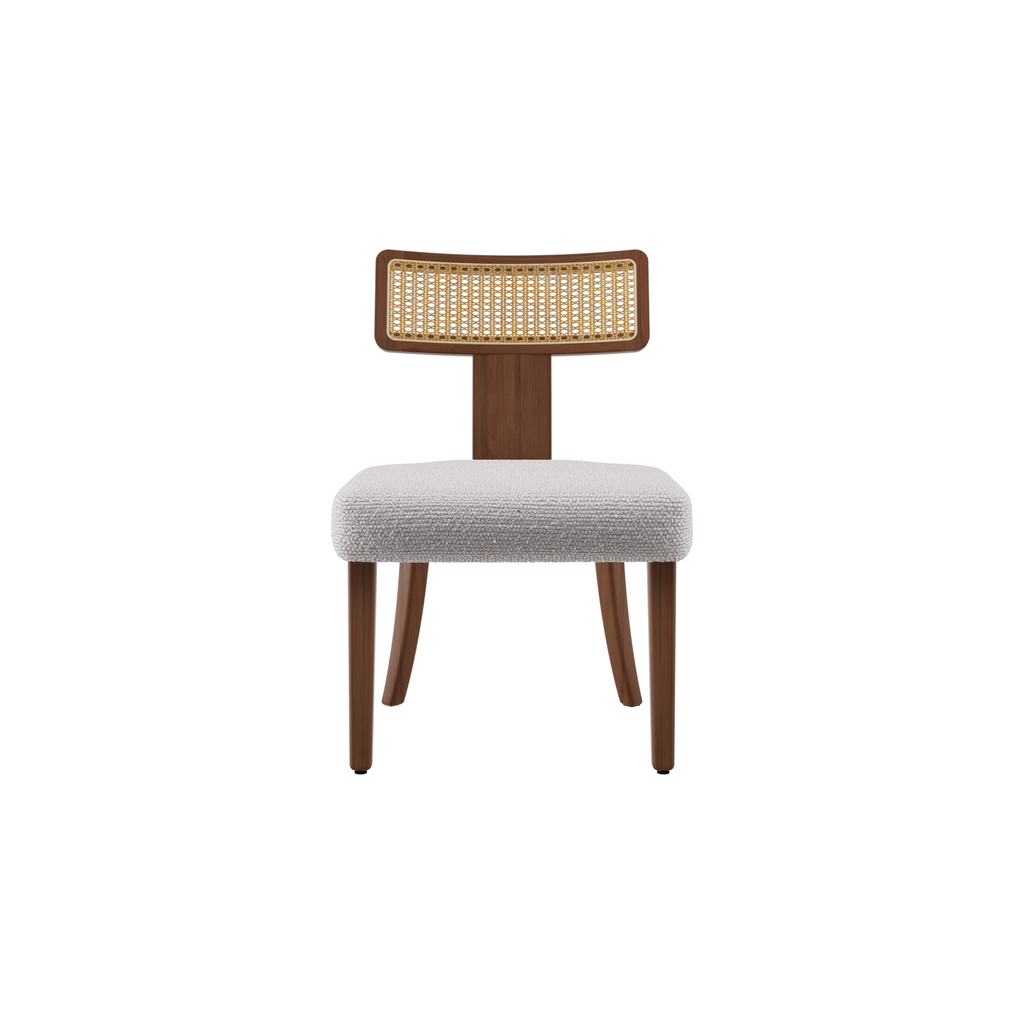 Ensemble de 2 chaises de salle à manger modernes du milieu du siècle en bois et rotin 