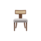 Ensemble de 2 chaises de salle à manger modernes du milieu du siècle en bois et rotin 