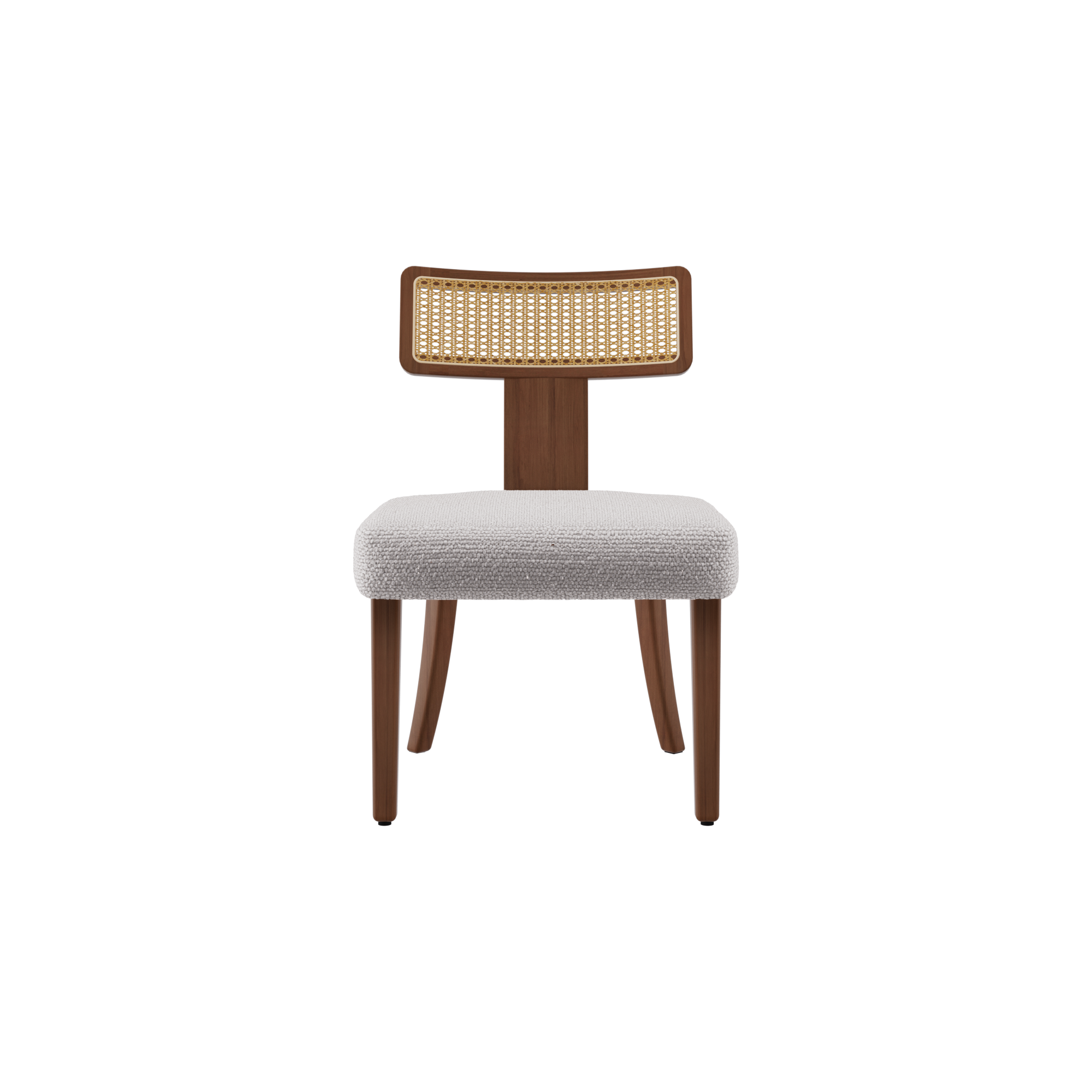 Ensemble de 2 chaises de salle à manger modernes du milieu du siècle en bois et rotin 