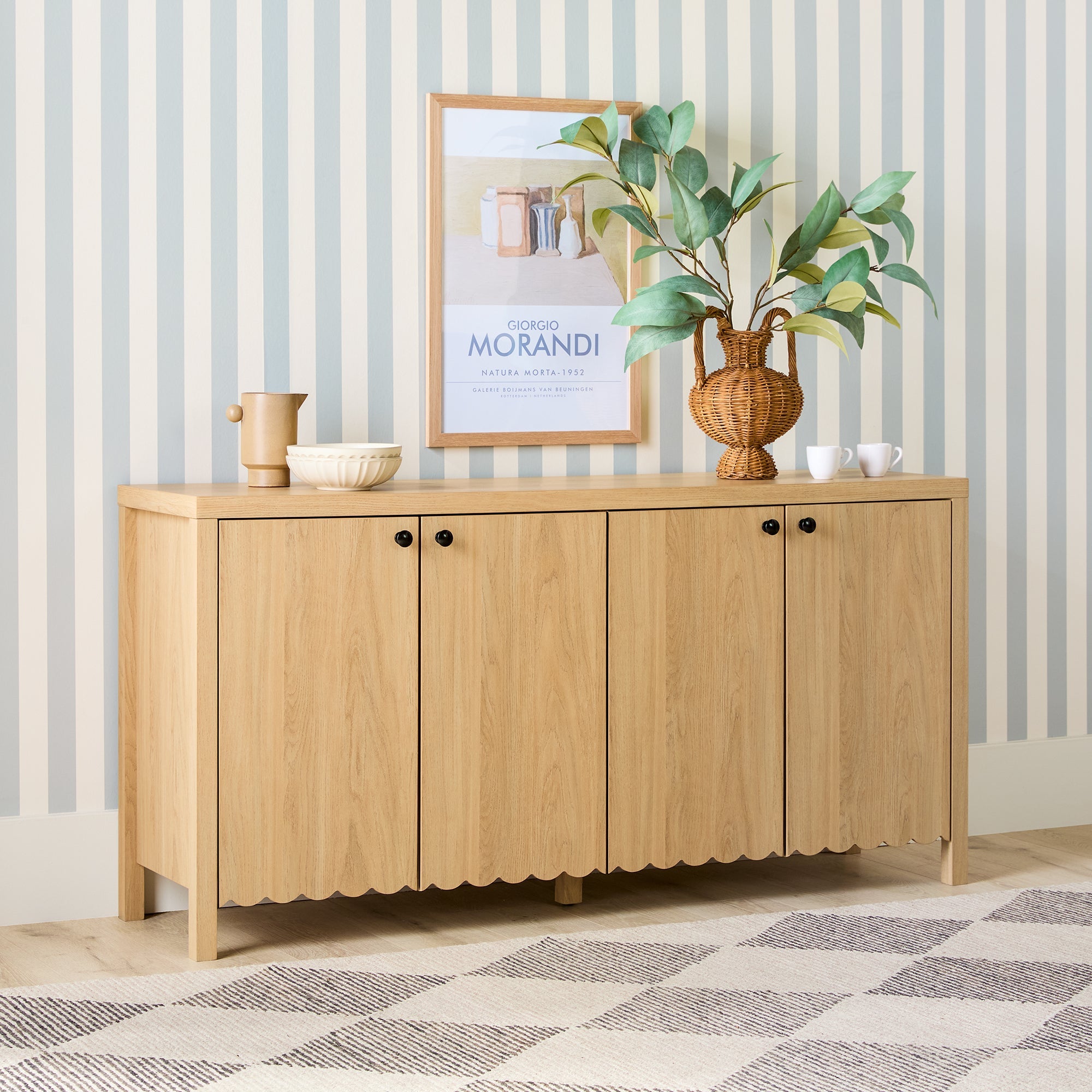 Buffet/meuble TV Paisley 60 moderne à bords festonnés, montage facile