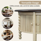 Table basse ronde de style traditionnel de 77 cm avec porte coulissante de rangement