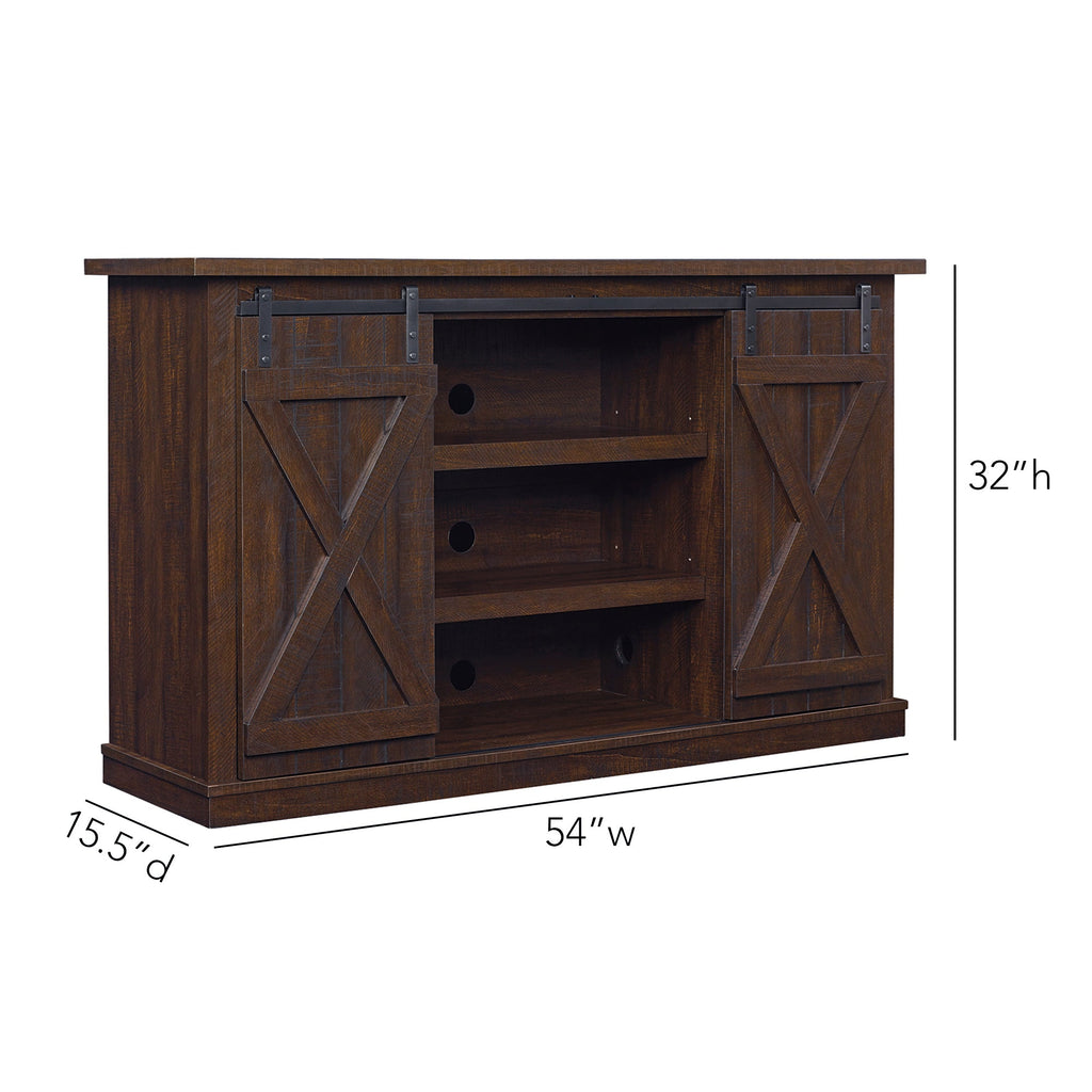 Portes coulissantes de style grange, meuble TV en peuplier de 137 cm, console multimédia