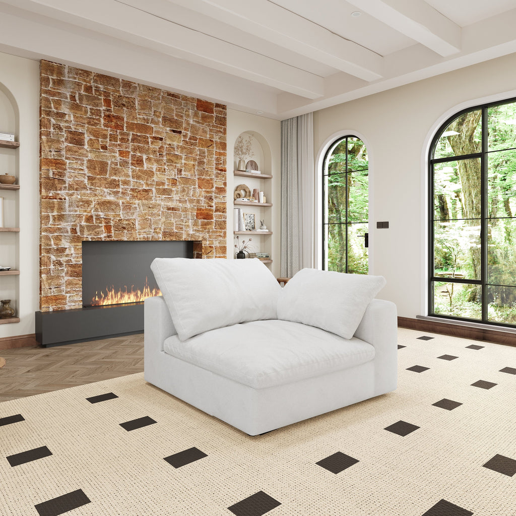 Walker Edison | Canapé d'angle modulable Cloud Home Comfort avec pouf de rangement 