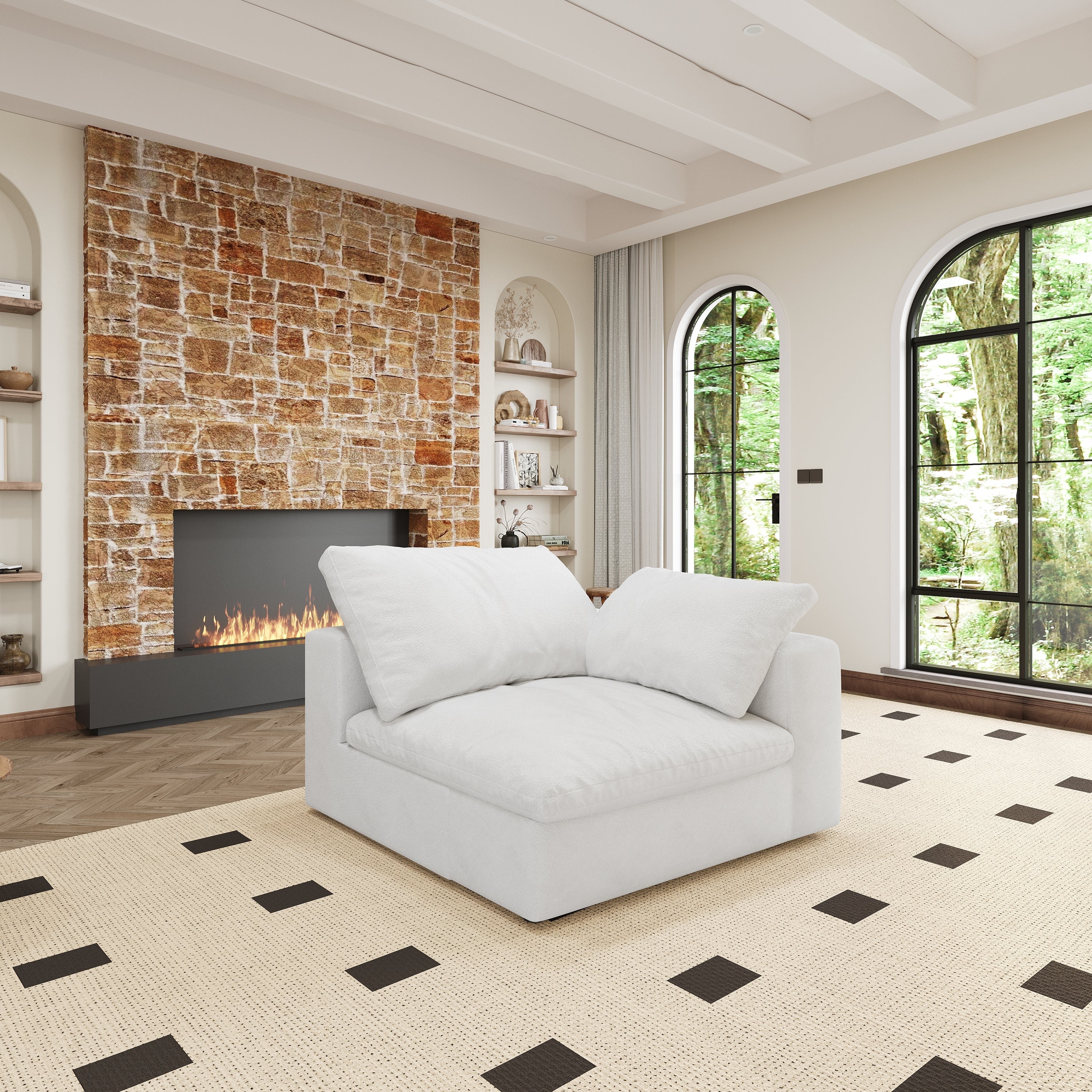 Canapé deux places modulaire Cloud 80' garni de duvet Walker Edison 